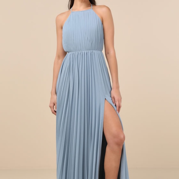 Lulus Dresses & Skirts - Lulus Rylie Slate Blue Pleated Backless Maxi Dress - Size L